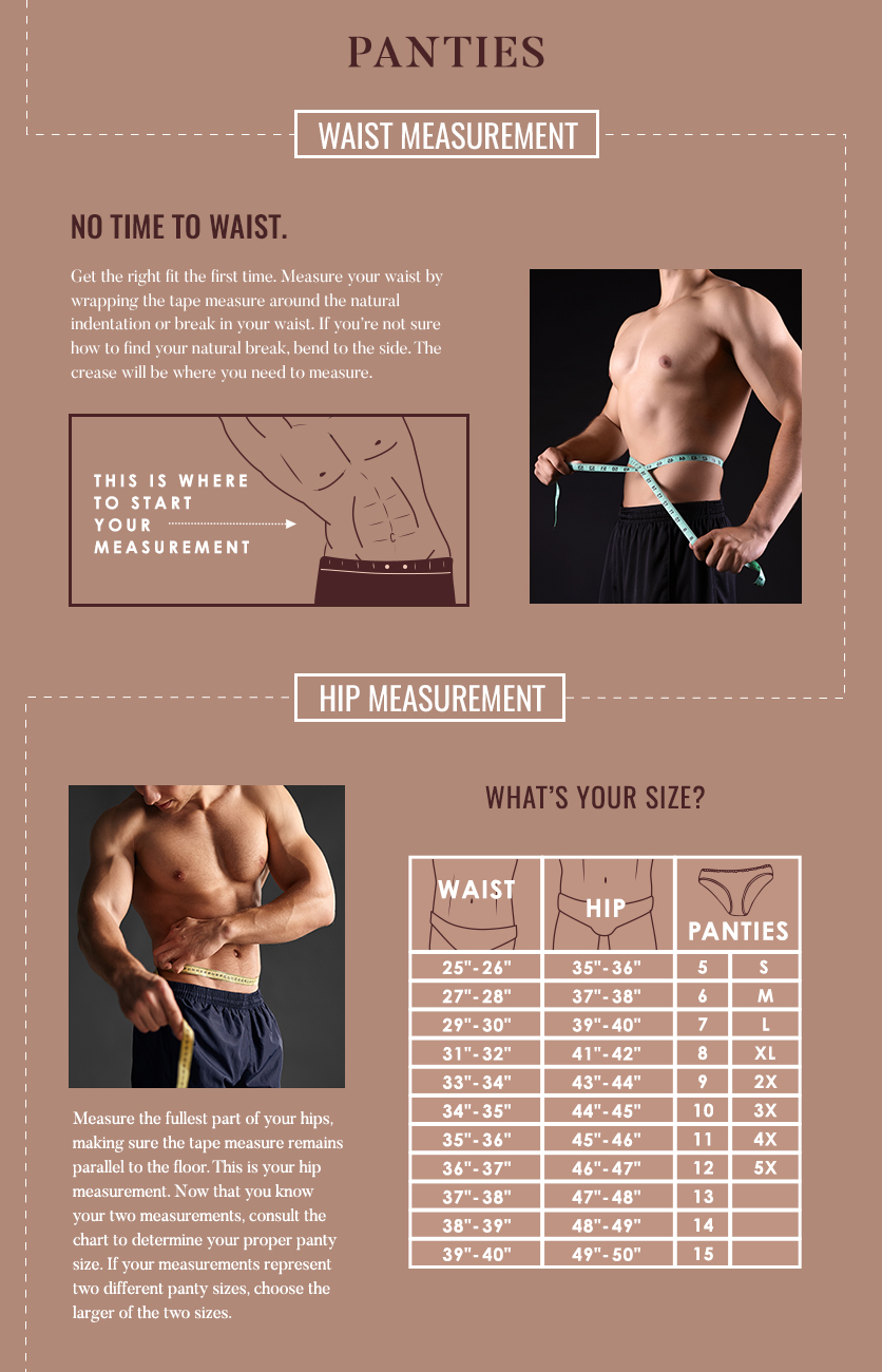 Men s Lingerie Size Guide Find Lingerie Styles Sizes for Men